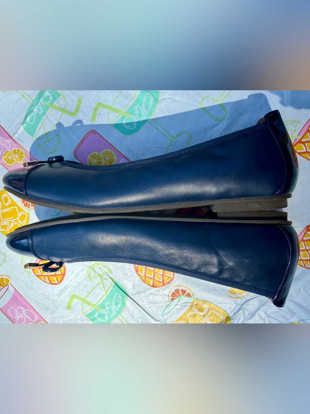 VIONIC Minna Navy Blue Leather Patent Cap Toe Comfort Ballet Flats- Size 10 - Picture 4 of 10